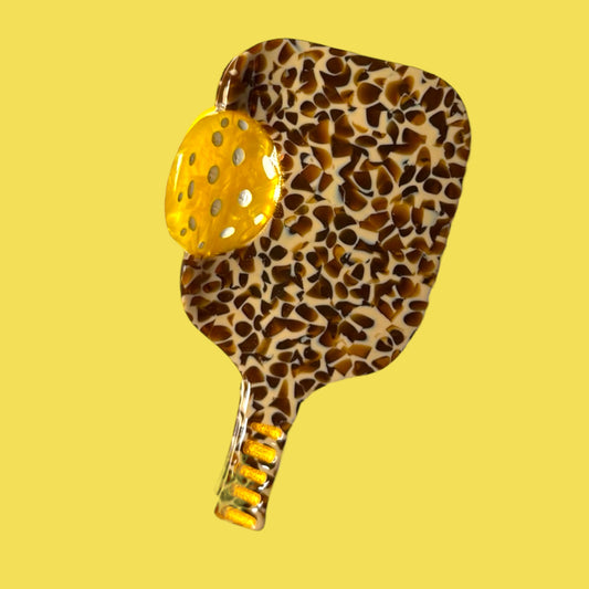 Pickleball Paddle Hair Claw | Leopard Flowers