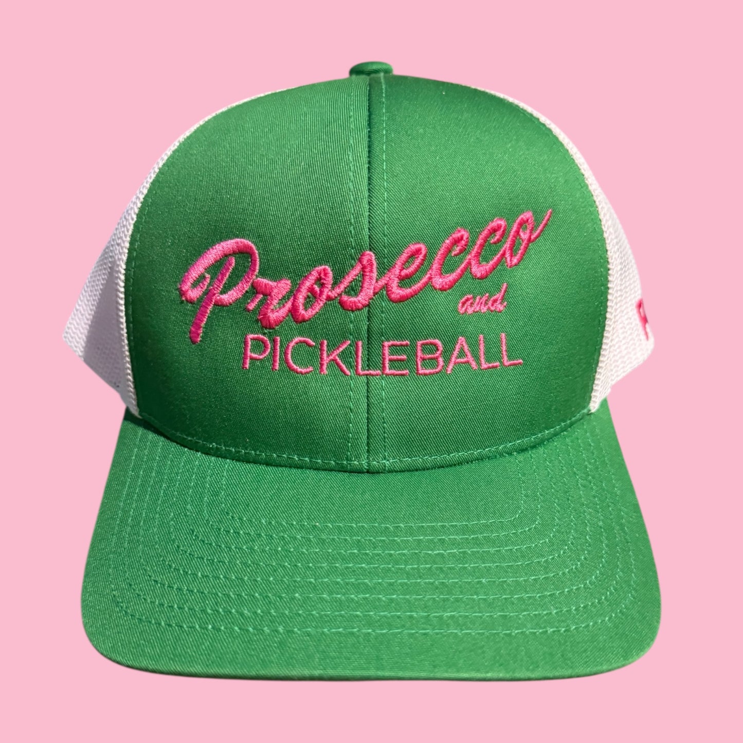Prosecco and Pickleball Hat | green + hot pink