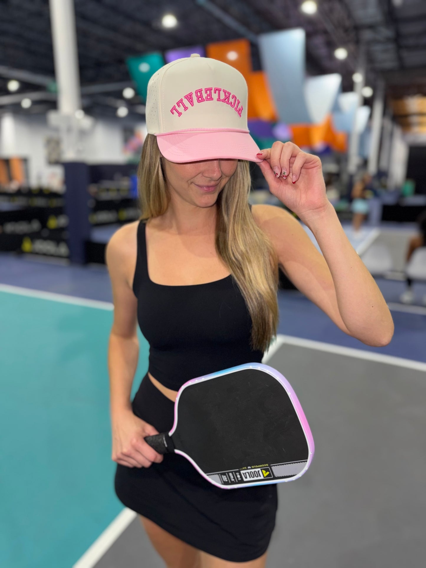 PICKLEBALL Upside Down Pink Lid Hat | white + pink