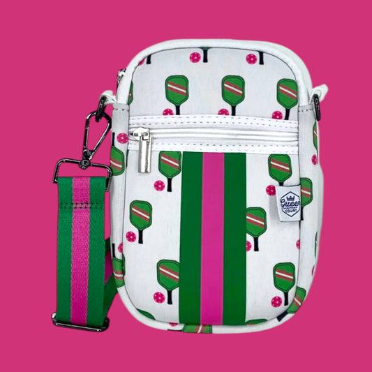 Paddle Crossbody Bag | white + kelly green + hot pink
