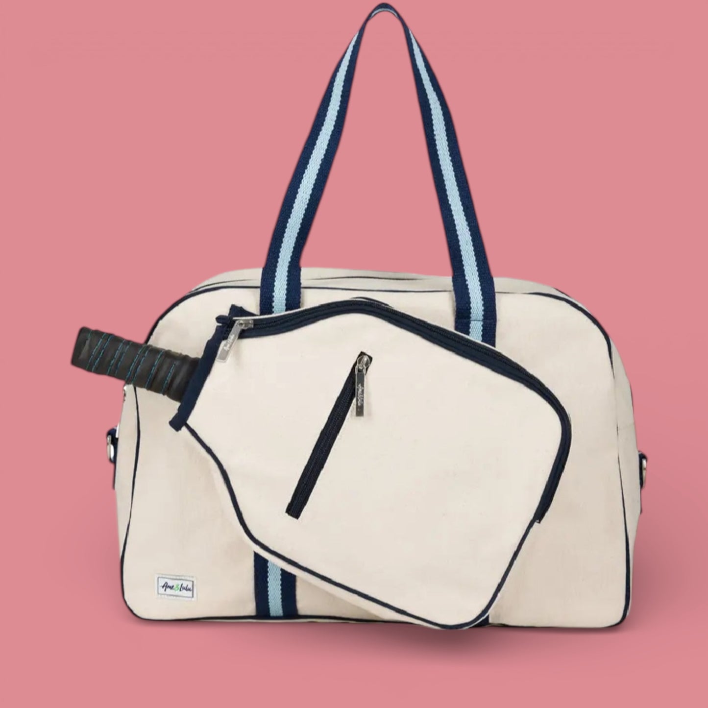 Hamptons Pickleball Bag | natural + blue + navy