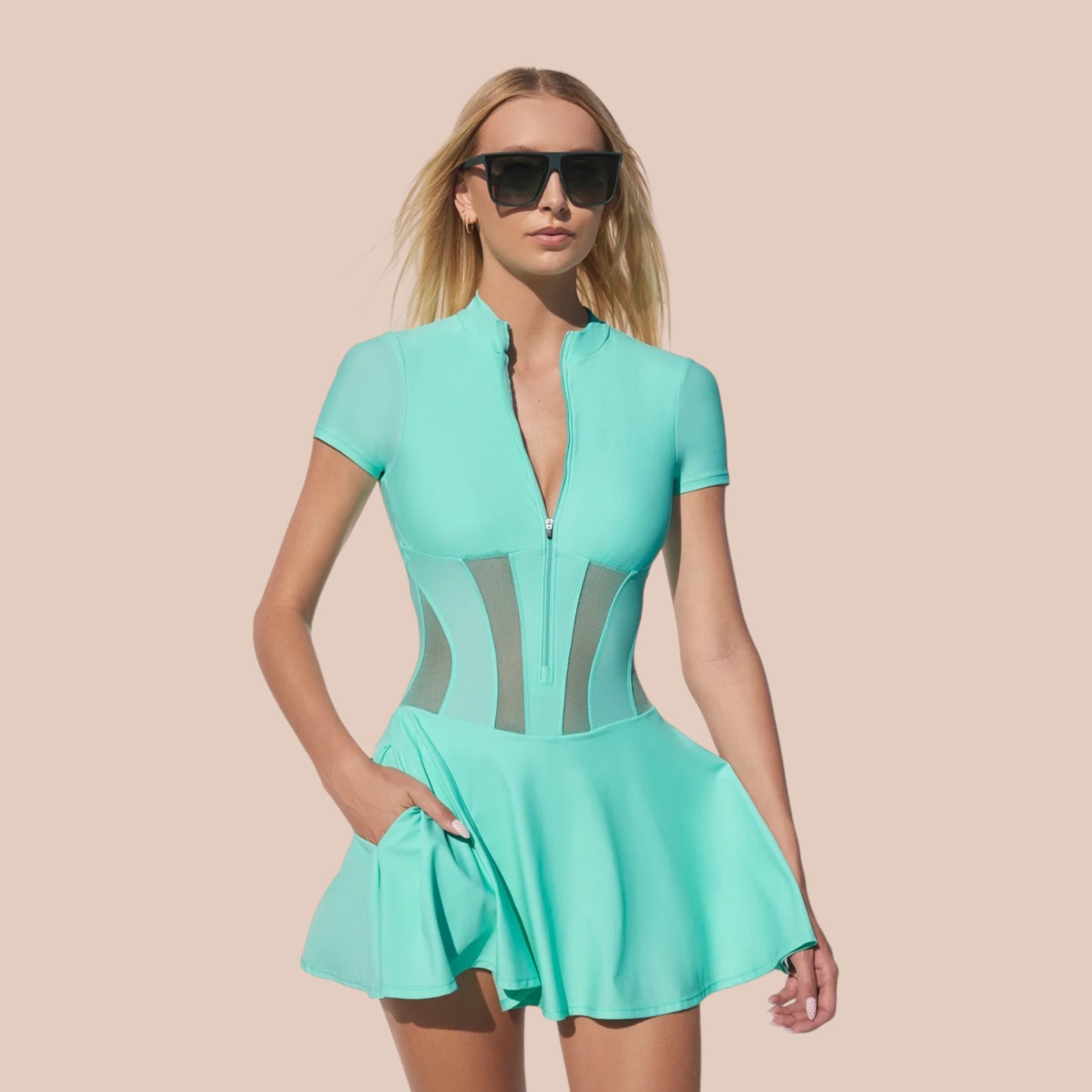 London Low-Zip Corset Dress | ocean shell