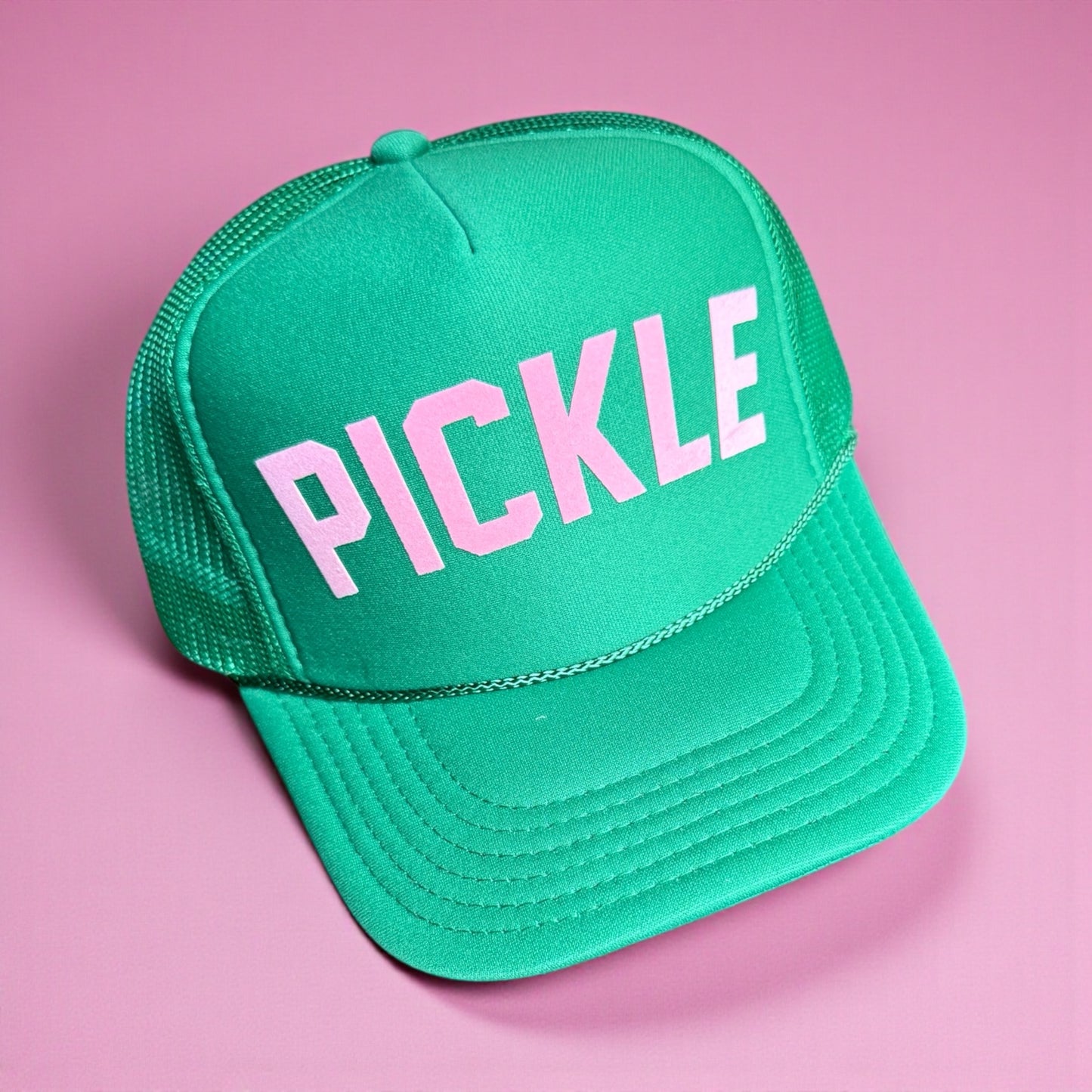 PICKLE Trucker Hat | green + light pink