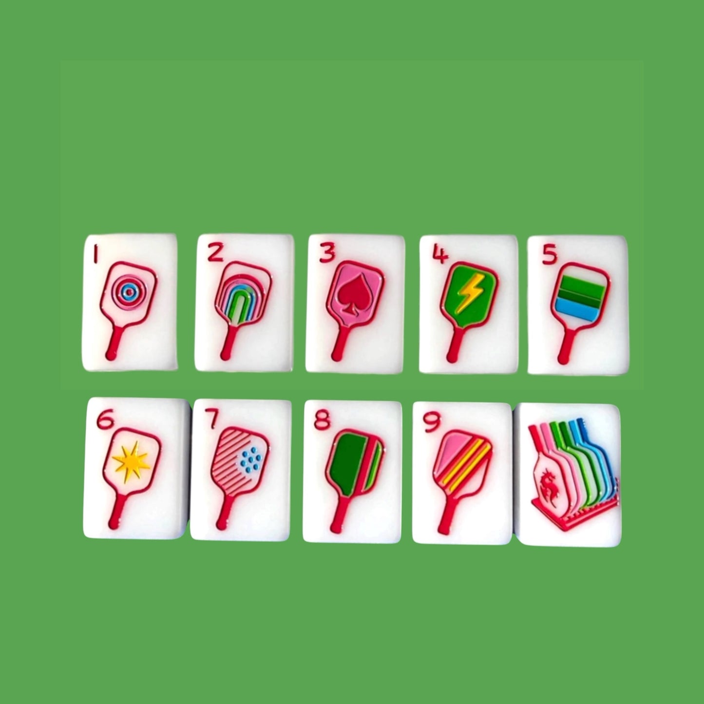 American Pickleball Mahjong Set | vibrant colors