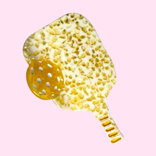 Pickleball Paddle Hair Claw | Yellow Flowers