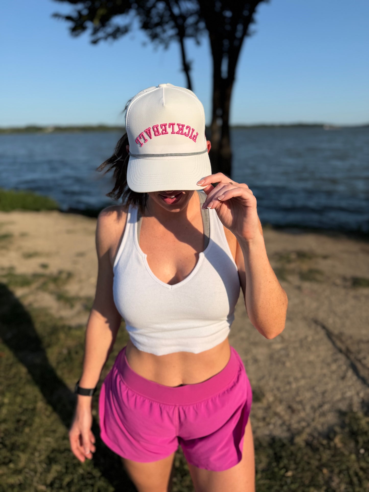 PICKLEBALL Upside Down Hat | white + hot pink
