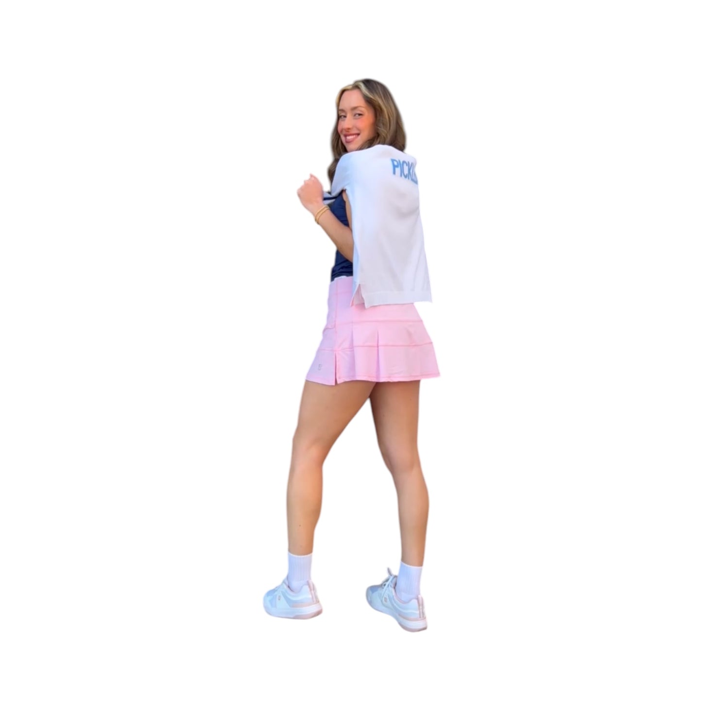 LAST ONE!  PICKLEBALL Half Zip Sweater | White + blue stripes