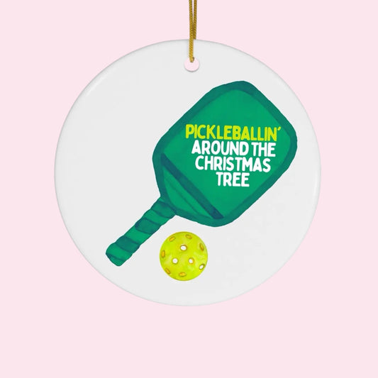 Ceramic Round 3" Ornament | Pickleballin' Around the Tree