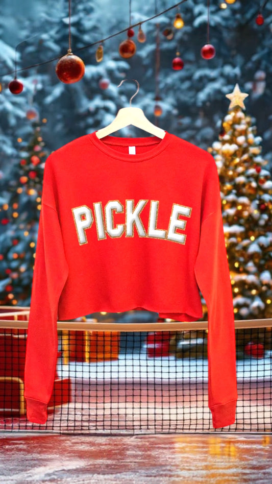 COMING SOON!  PICKLE Cropped Sweatshirt | red