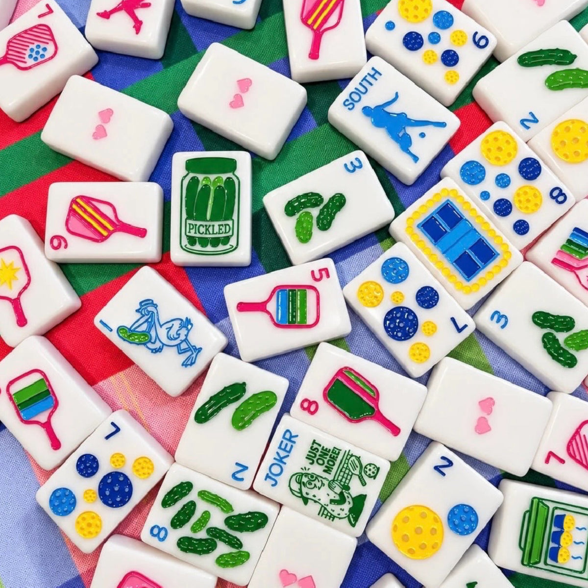 American Pickleball Mahjong Set | vibrant colors