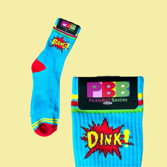 SUPERHERO Style BANG! + DINK! Fun Socks | Blue