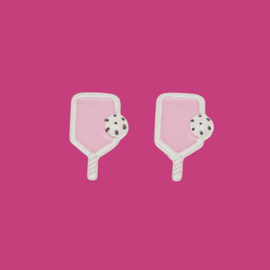 Pickleball Paddle Stud Earrings | pink