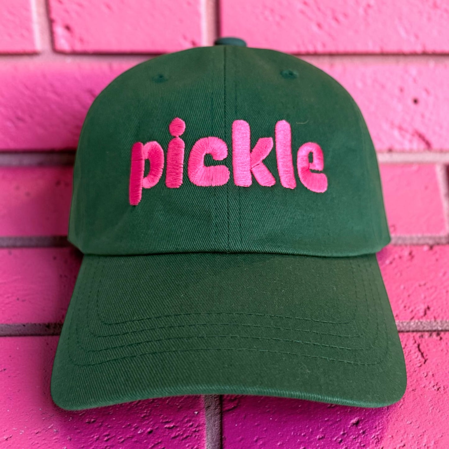 Embroidered Green Hat | pickle in pink