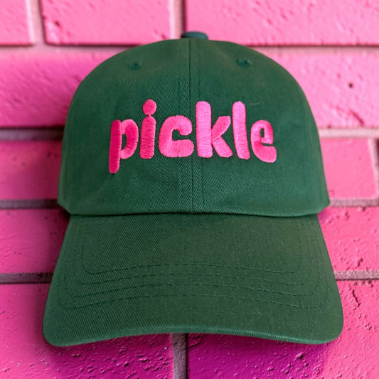 Embroidered Green Hat | pickle in pink