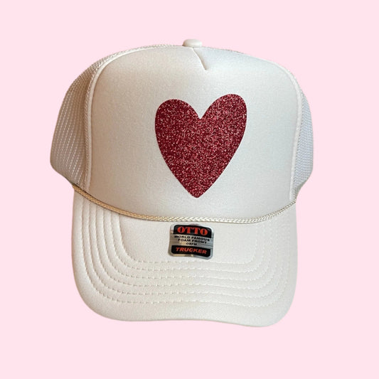 HAT SALE!  Red Glitter Heart