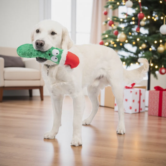 Fetchies® Dilly Claus Dog Toy | holiday pickle LARGE