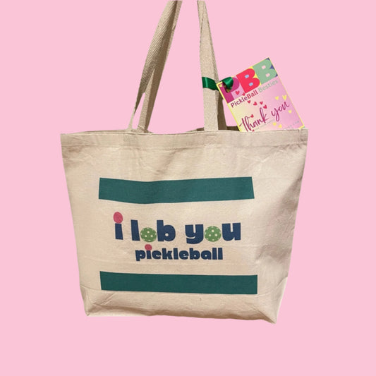 Canvas “i lob you pickleball” TOTE | Large