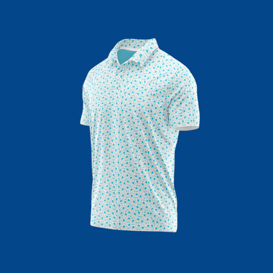 Men's Pickleball Performance Polo | White Dink and Drive
