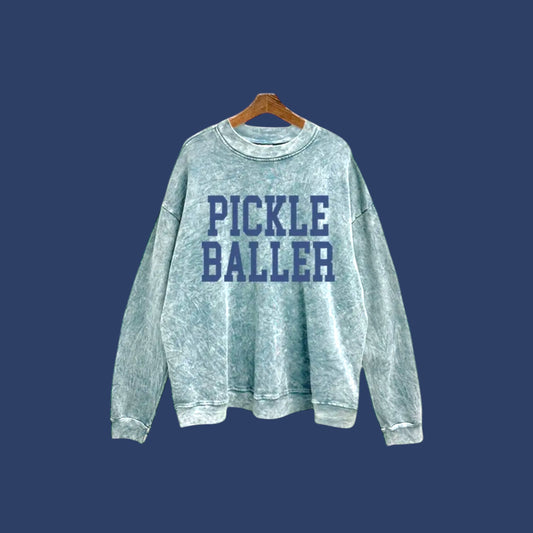PICKLEBALLER | Mineral Washed Denim Sweatshirt