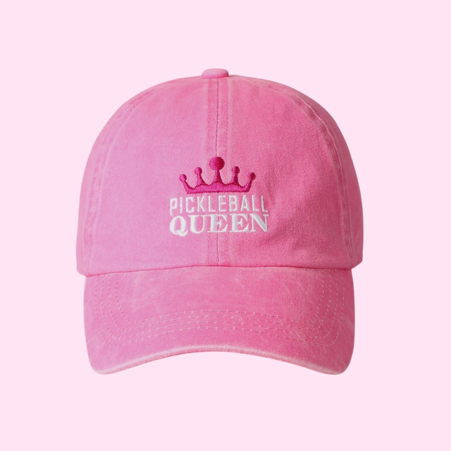 Embroidered “Pickleball Queen” Baseball Hat | Hot Pink