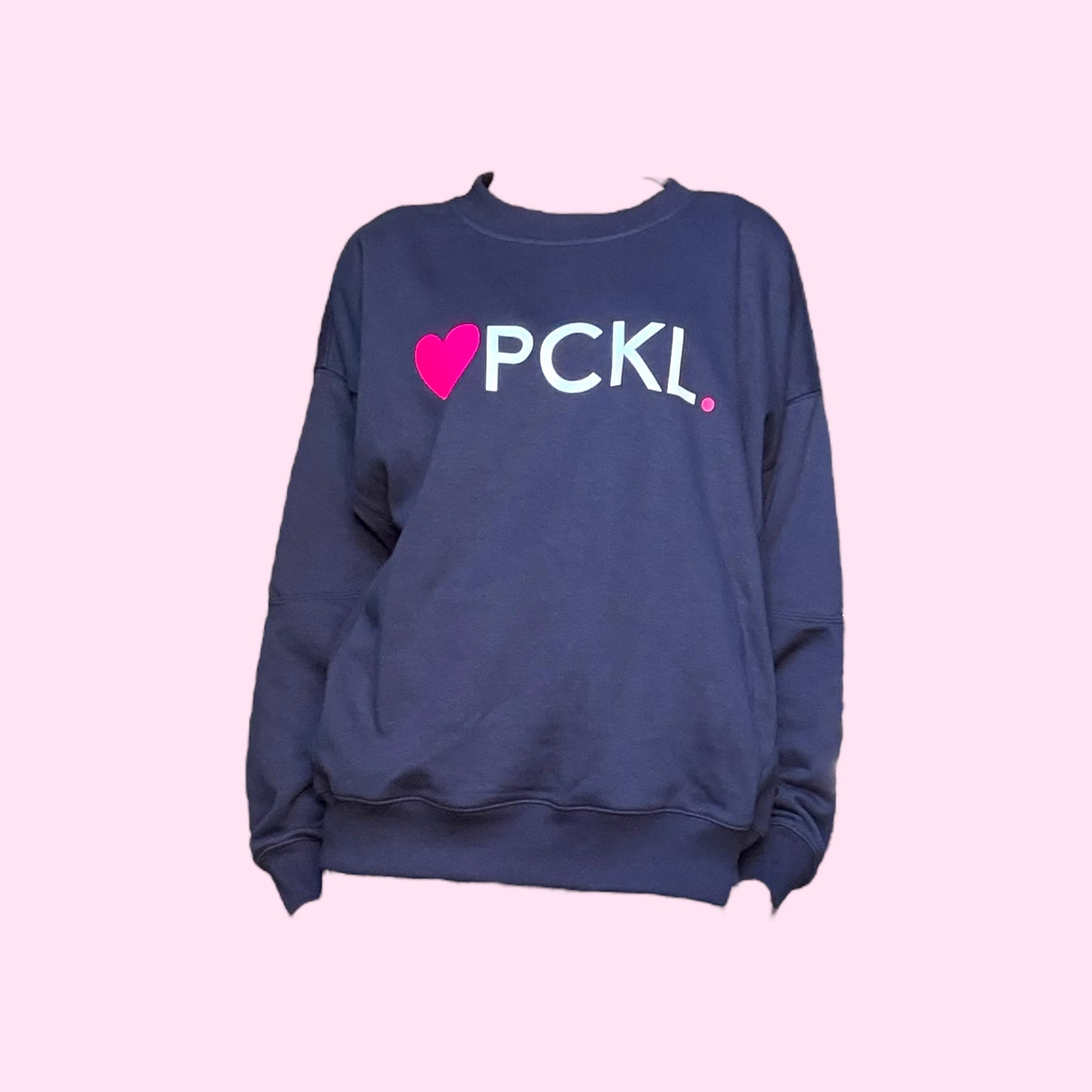 Rib Inset Heart PCKL Terry Crewneck Sweatshirt | Navy