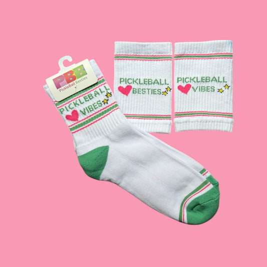 Pickleball Vibes Socks + Sweatbands Bundle