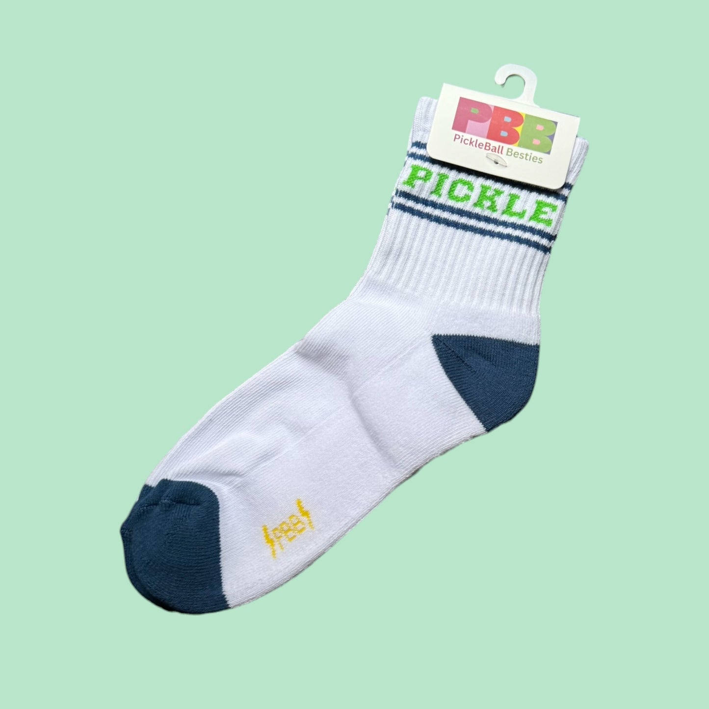 Pickle Fun Socks | white + green + navy | short