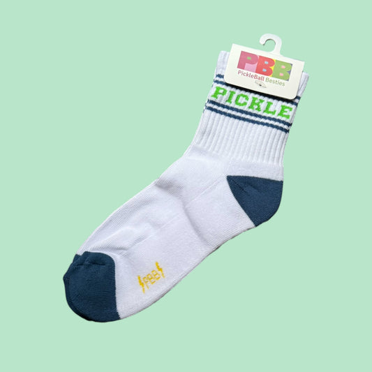 Pickle Fun Socks | white + green + navy (short)