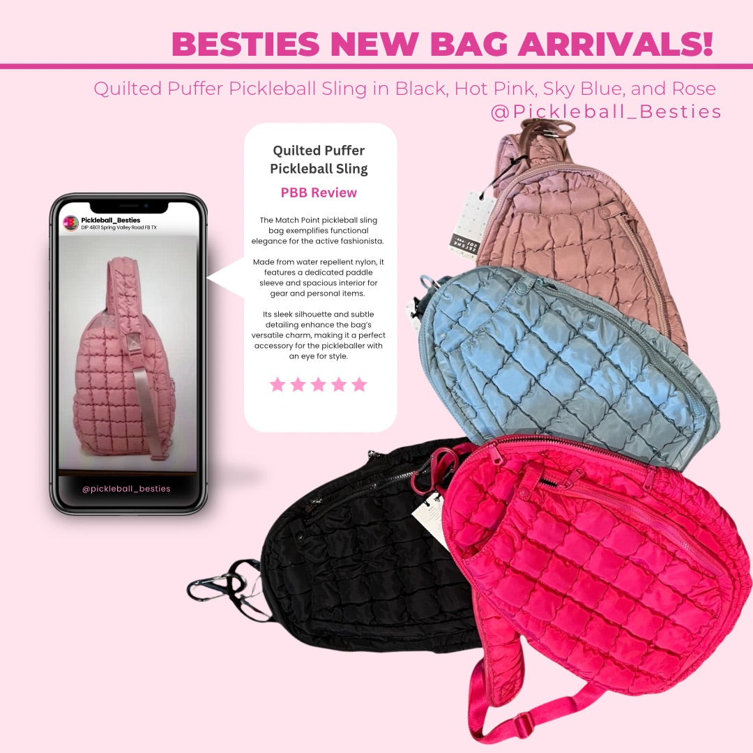 Quilted Puffer Pickleball Sling Bag | Rose