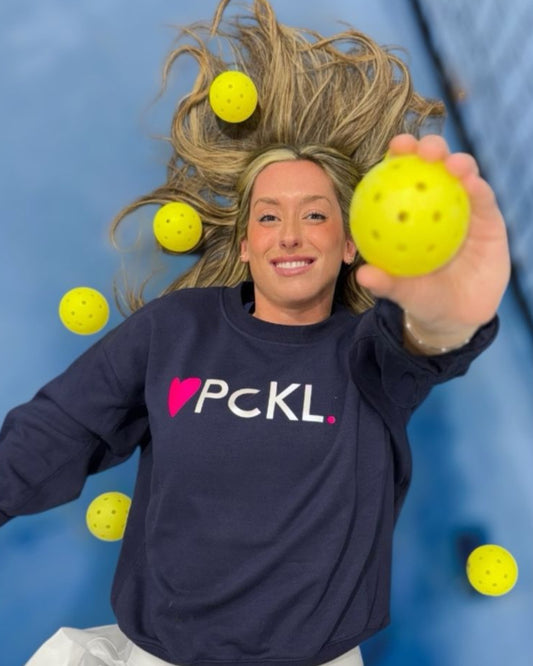 Rib Inset Heart PCKL Terry Crewneck Sweatshirt | Navy