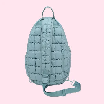 Quilted Puffer Pickleball Sling Bag | Sky Blue