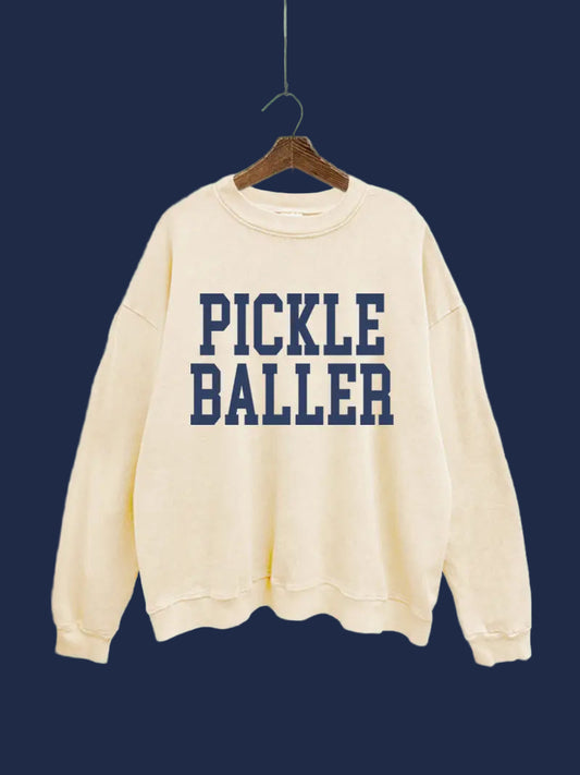 PICKLEBALLER | Mineral Washed Cream Sweatshirt