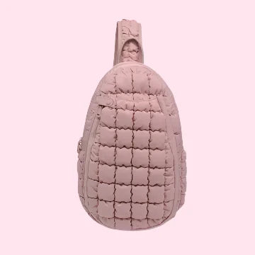 Quilted Puffer Pickleball Sling Bag | Rose