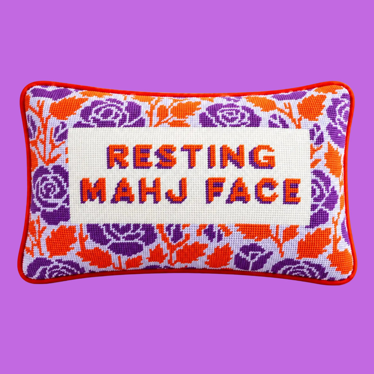 IN STORE ONLY | Resting Mahj Face Needlepoint Pillow