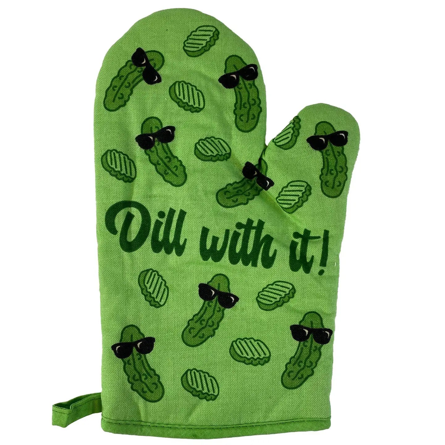 DILL WITH IT Oven Mitt | green + pickles
