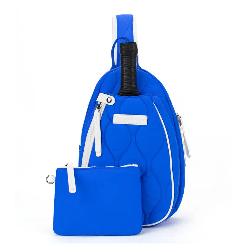 Pickleball Courtside Sling | electric blue + white