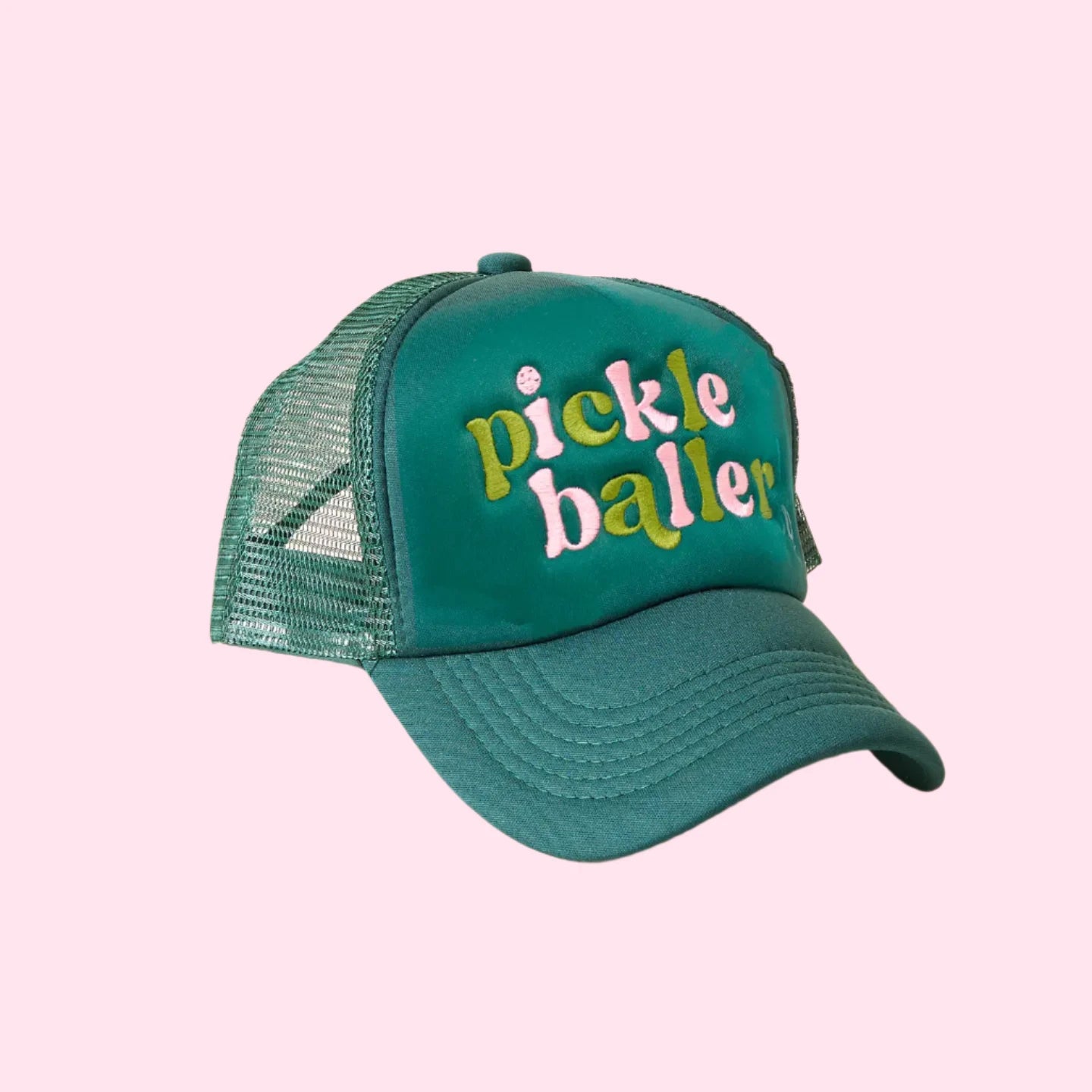 Embroidered "pickle baller" Trucker Hat | Green