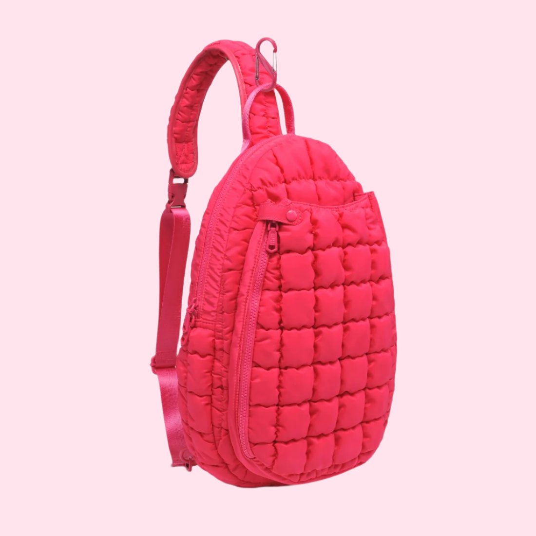 Quilted Puffer Pickleball Sling Bag | Hot Pink