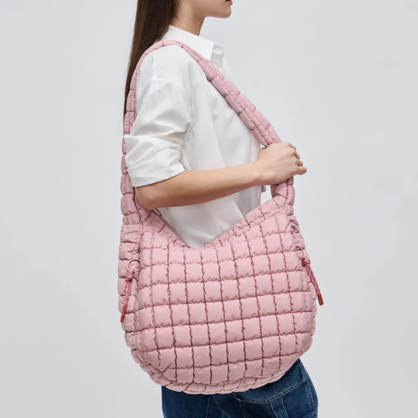 Quilted Puffer Hobo Bag | Rose
