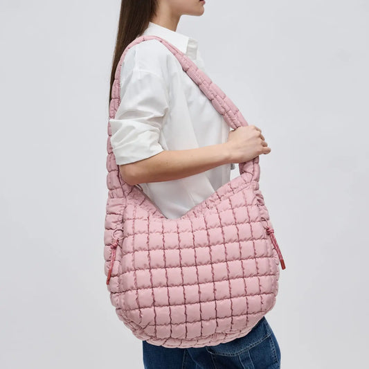 Quilted Puffer Hobo Bag | Rose