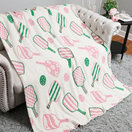 Pickleball Throw Blanket | pink + green + soft + cozy