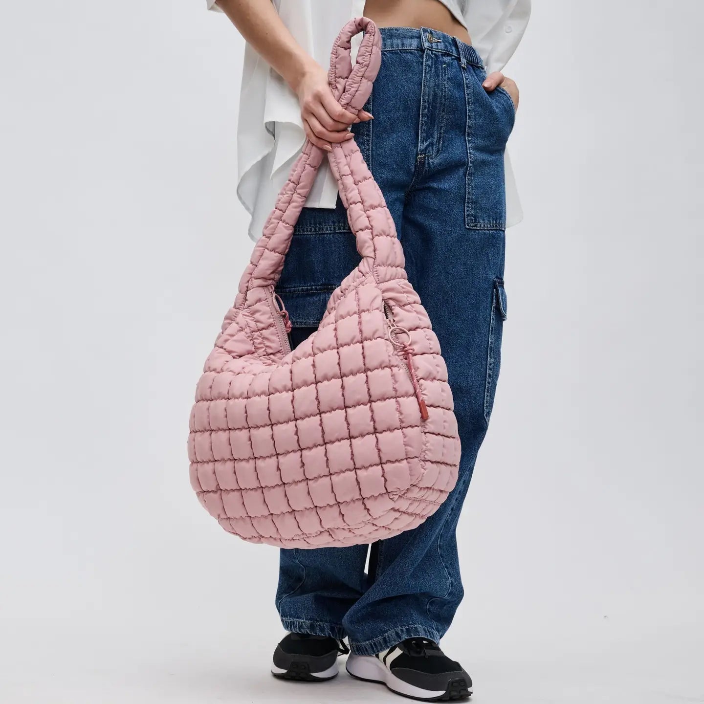 Quilted Puffer Hobo Bag | Rose