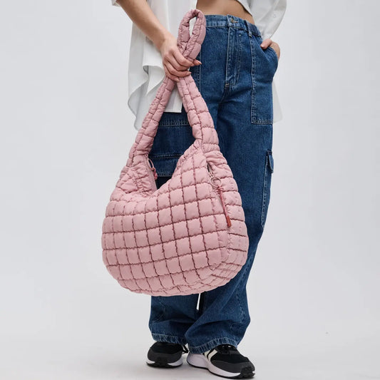 Quilted Puffer Hobo Bag | Rose