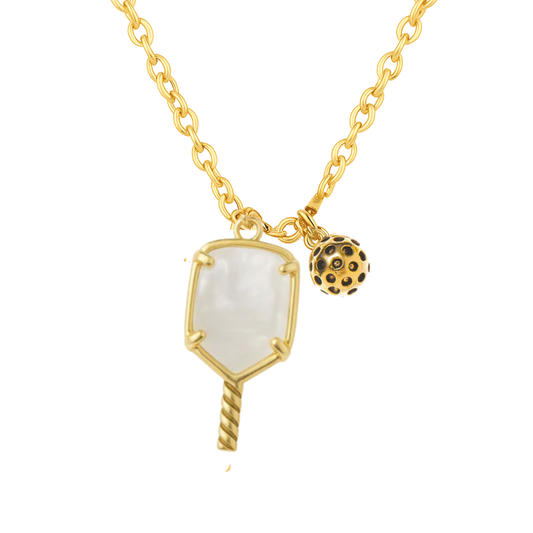 Pickleball Dinked Out Mother of Pearl Necklace | gold