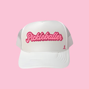 SUPER SALE!  Pickleballer Trucker - White+ Pink Double Puff