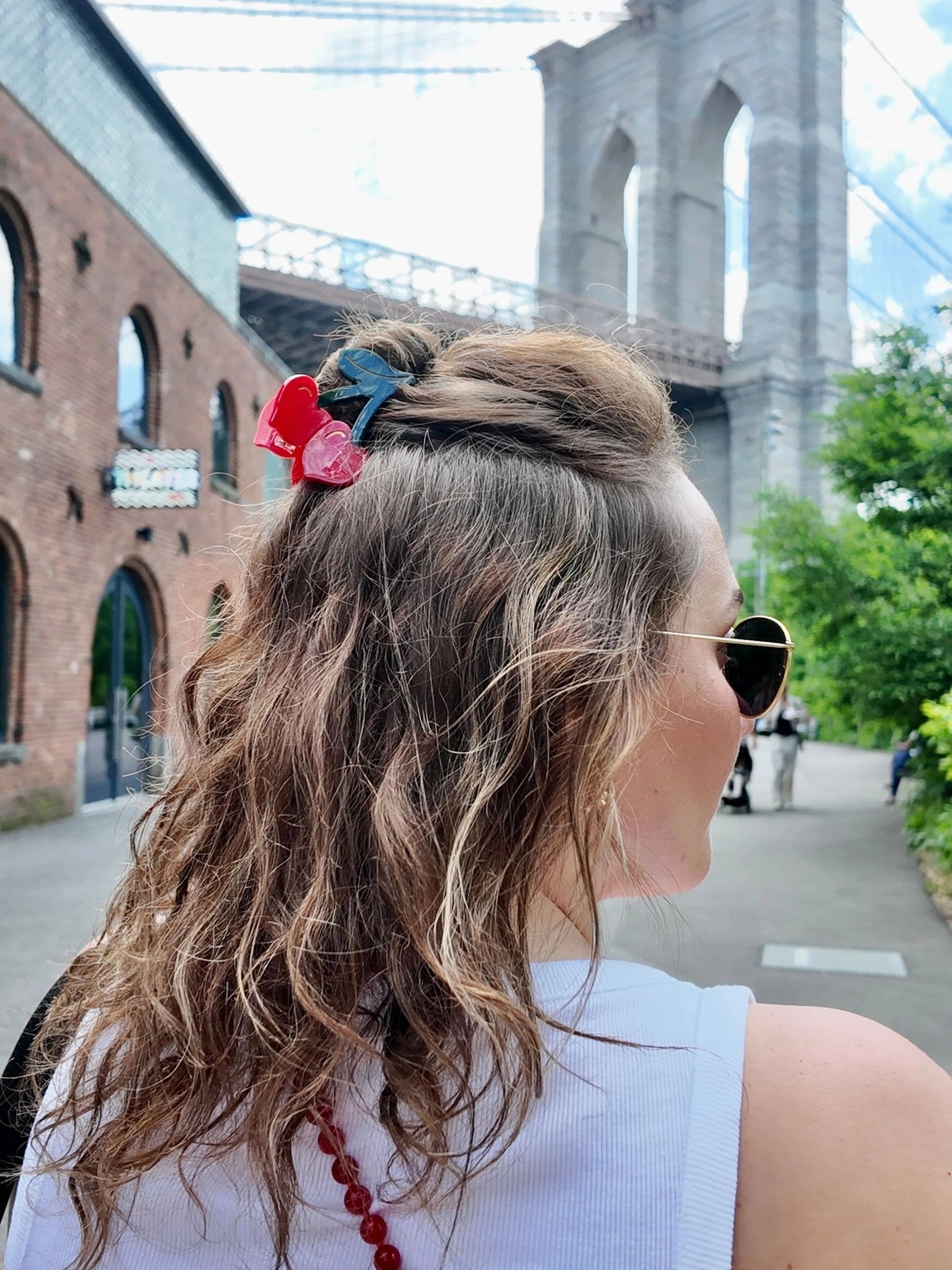 Cherry Hair Claw | red + green + gold